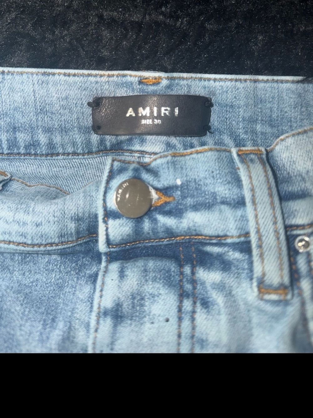AMIRI MX1 Paint Splatter Distressed Skinny Jeans Light Wash Denim Size 30 - Picture 3 of 4